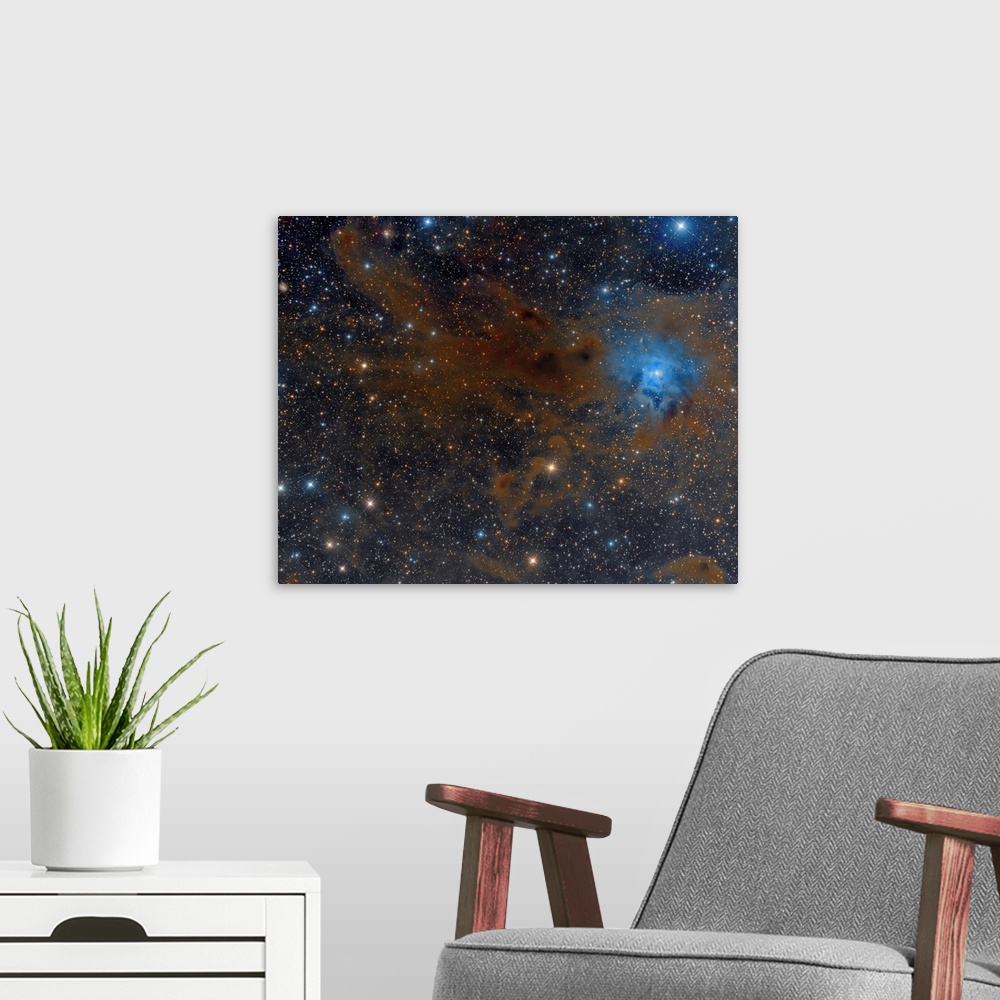 A modern room featuring The Iris Nebula in Cepheus.