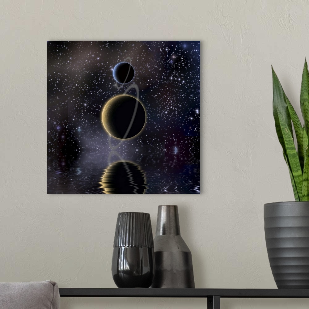 A modern room featuring Waters reflection and Planets