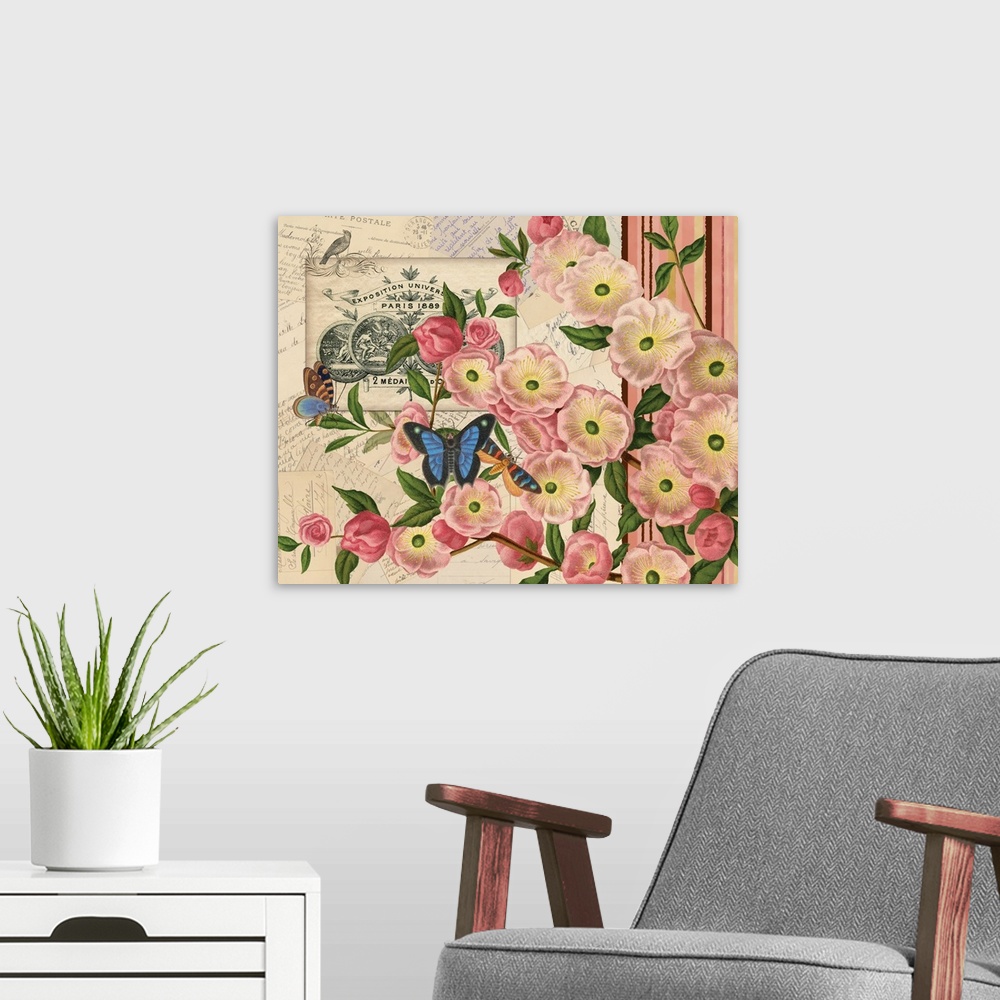 A modern room featuring Cherry Blossom Botanical II