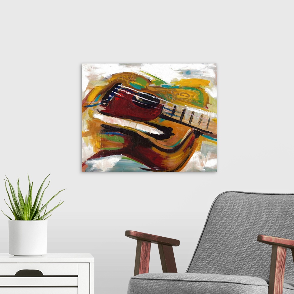 A modern room featuring Colorful Guitar