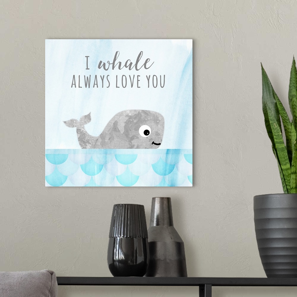 A modern room featuring Whale Always Love You