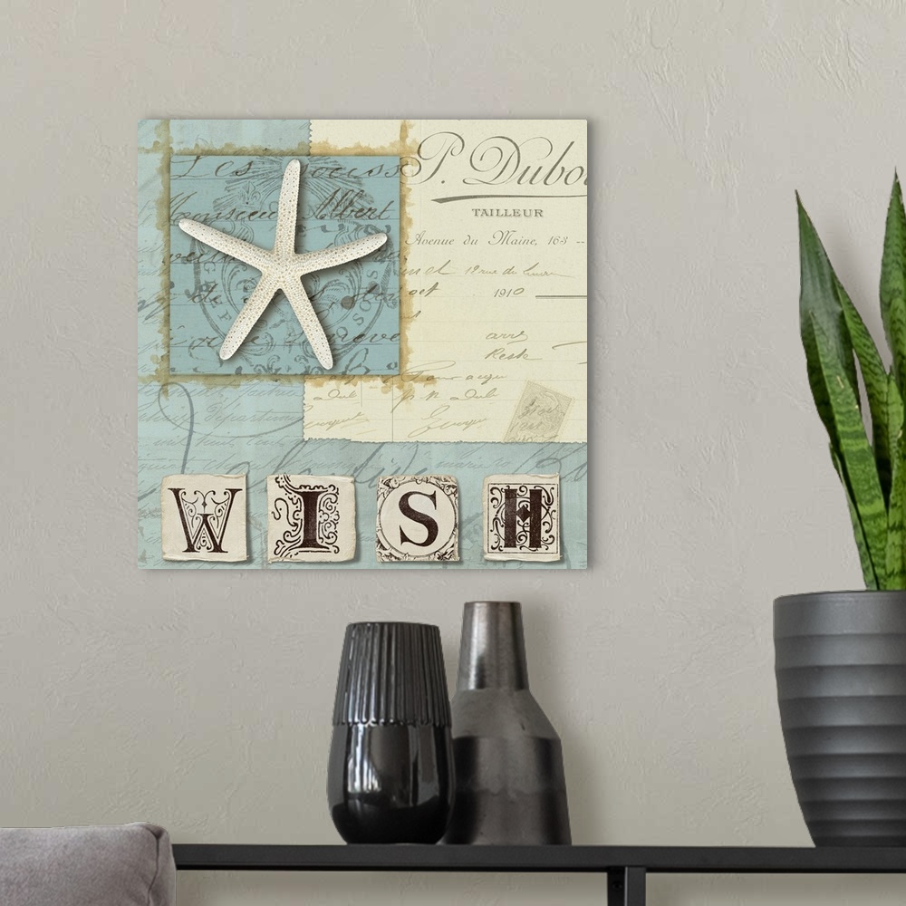 A modern room featuring This square shaped, decorative home docor accent is a wonderful piece to hang in a beach house, c...