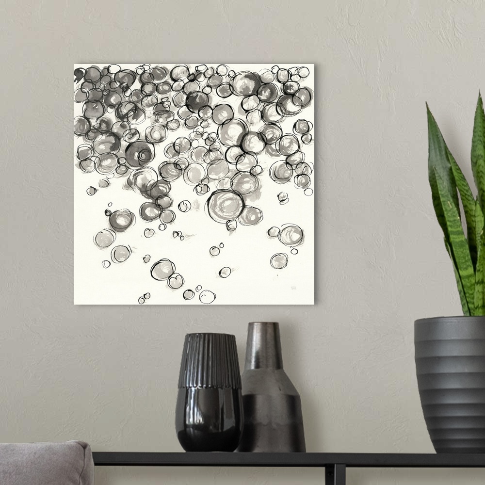 A modern room featuring Bubbles IV