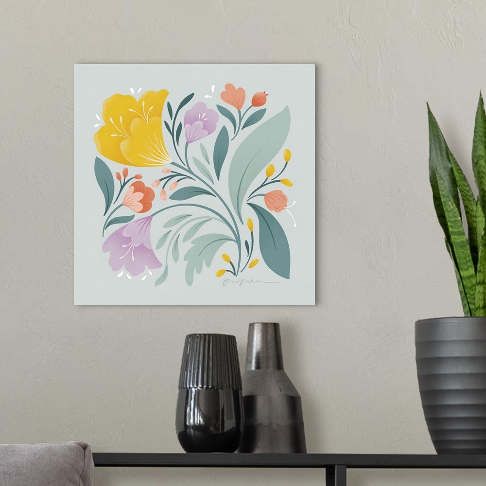 A modern room featuring Floral Study II