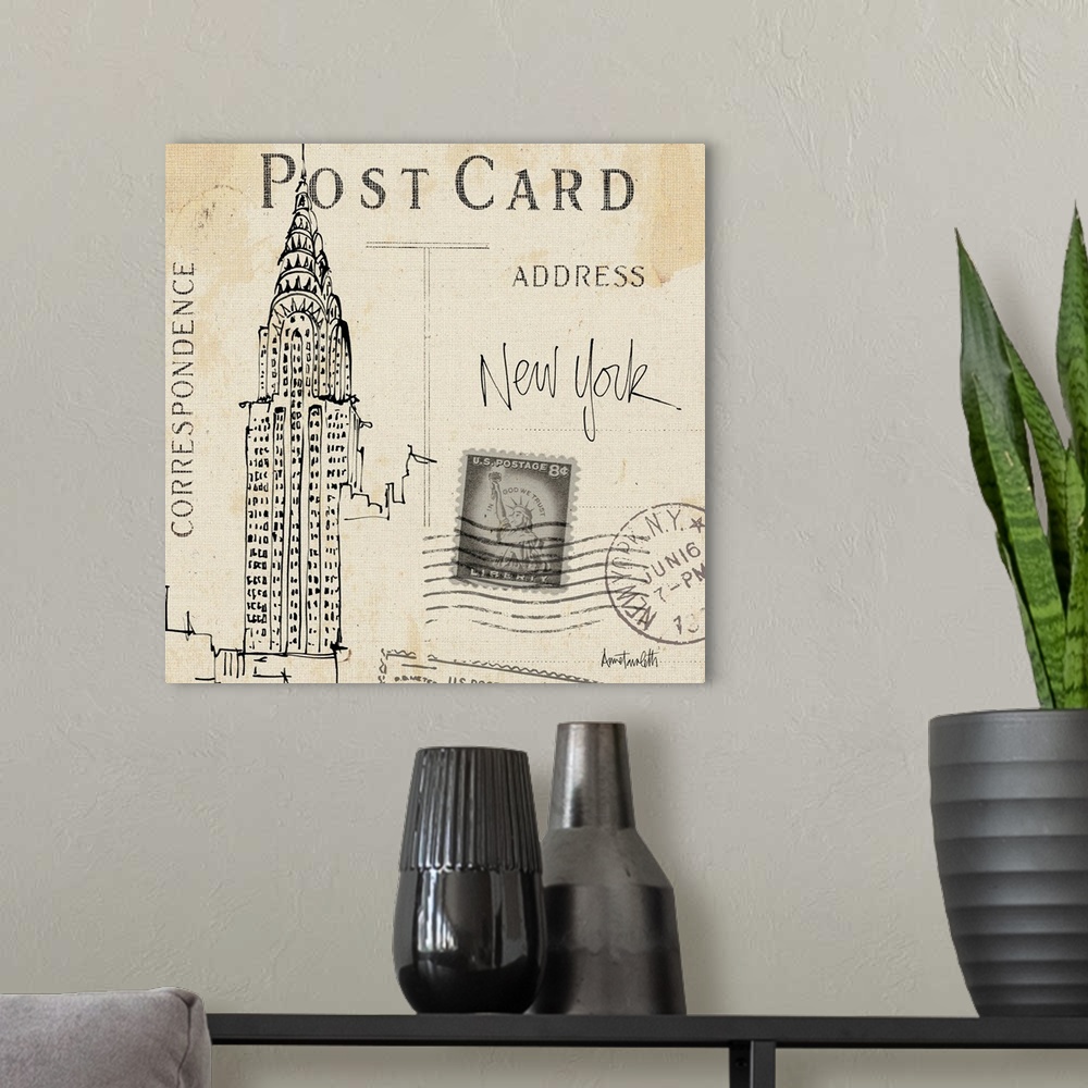 A modern room featuring Postcard Sketches I