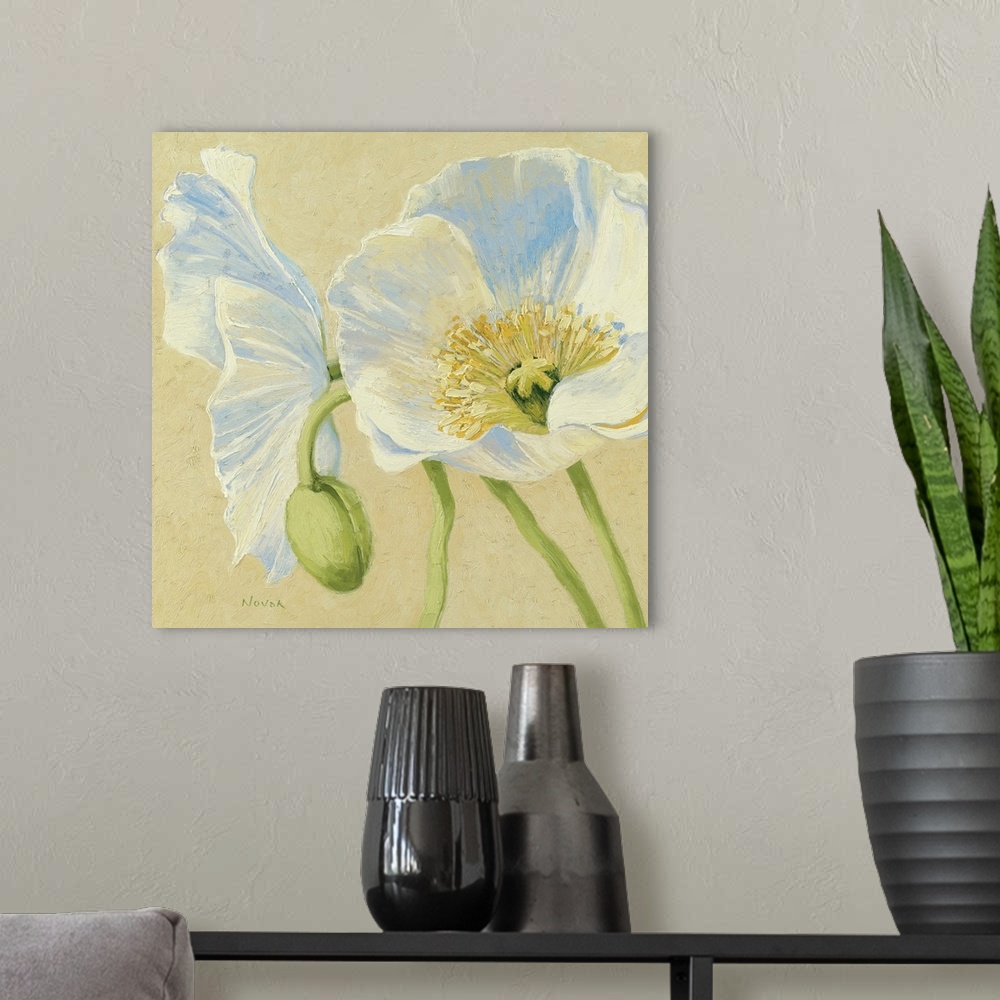 A modern room featuring White Poppies II