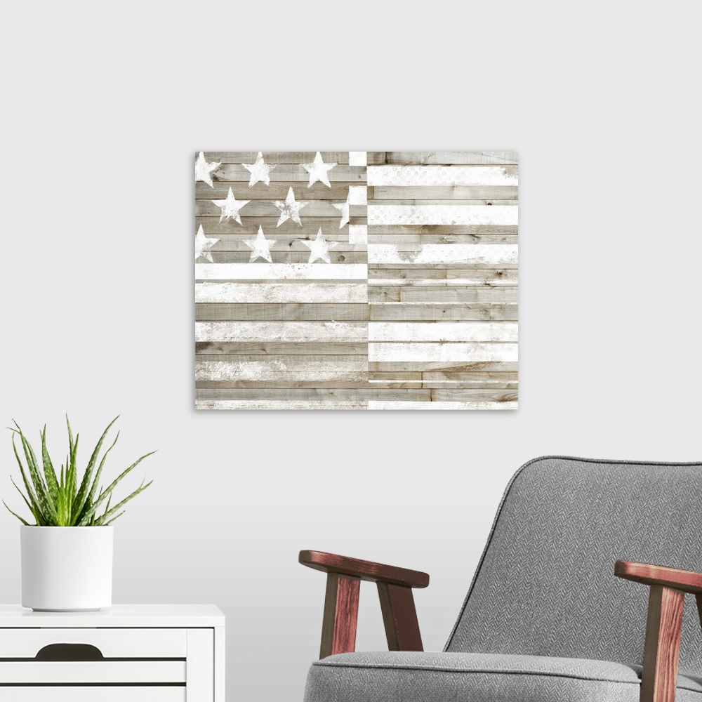 A modern room featuring Americana Flag