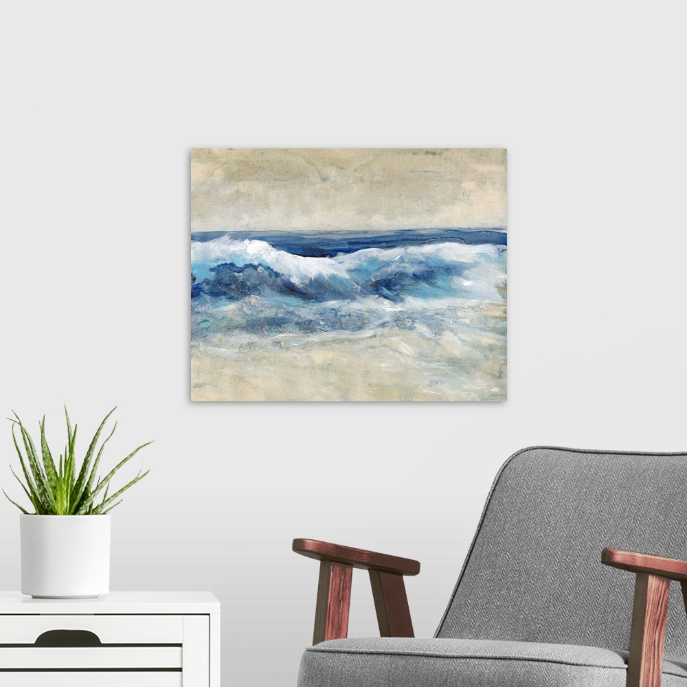 A modern room featuring Breaking Shore Waves I