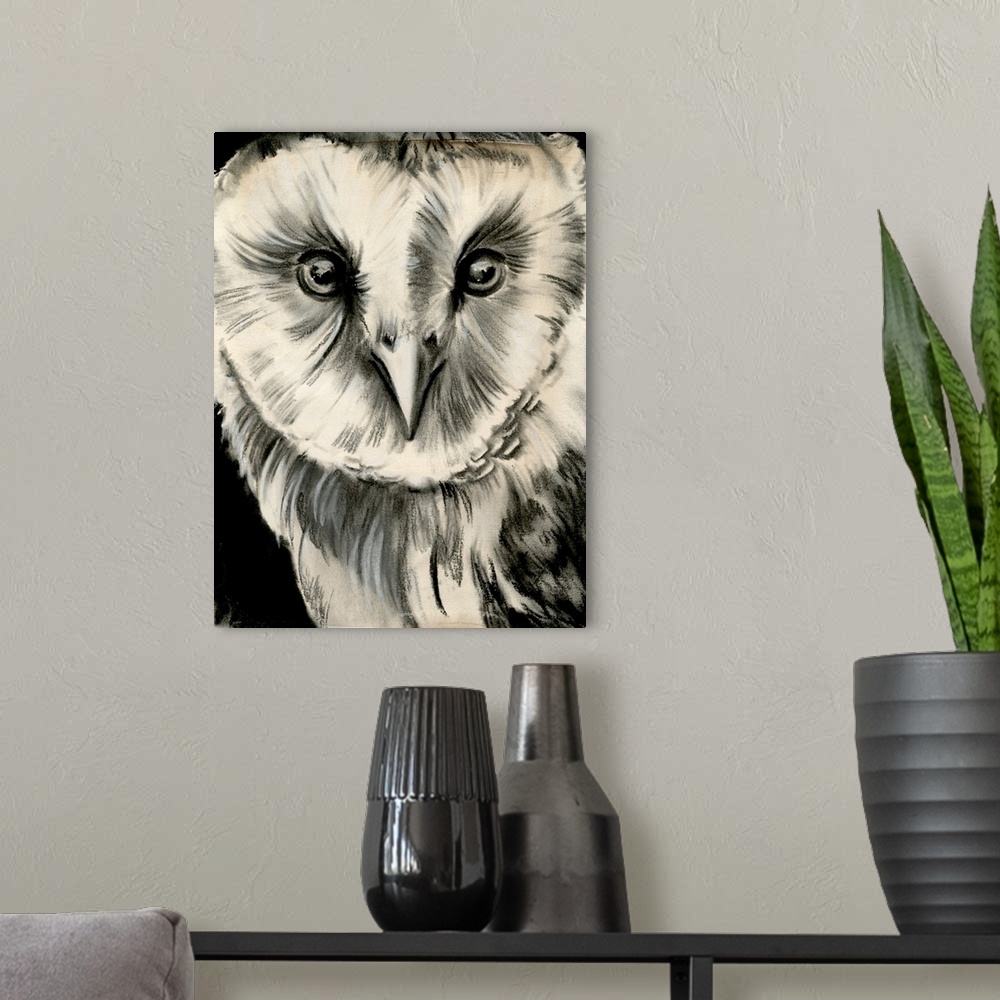 A modern room featuring Charcoal Owl II