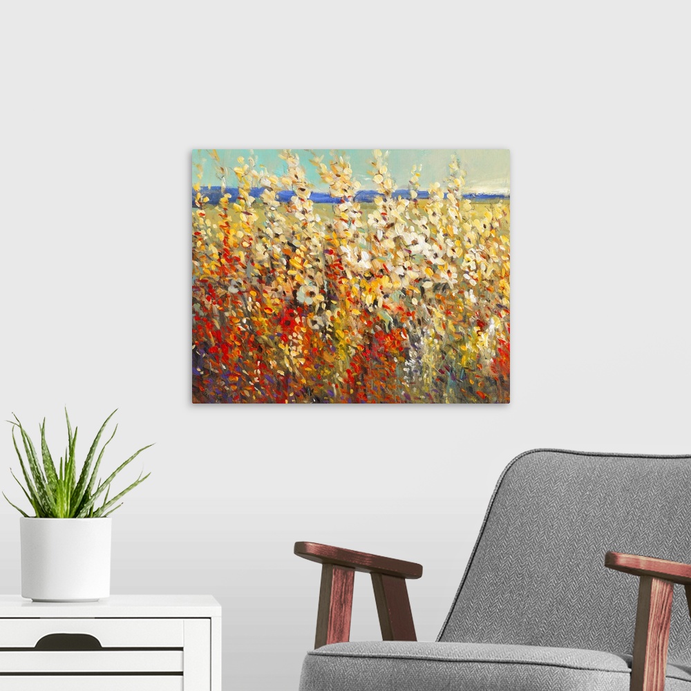 A modern room featuring Field of Spring Flowers II