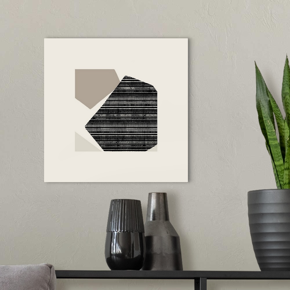A modern room featuring Fragmented Shapes IV