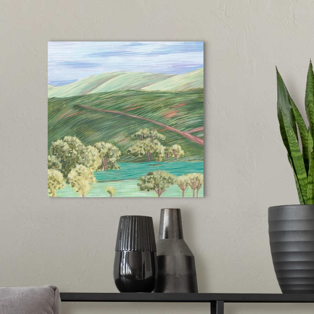 A modern room featuring Hill Lines III