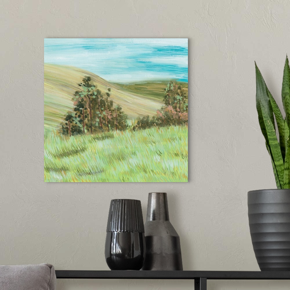 A modern room featuring Hill Lines IV