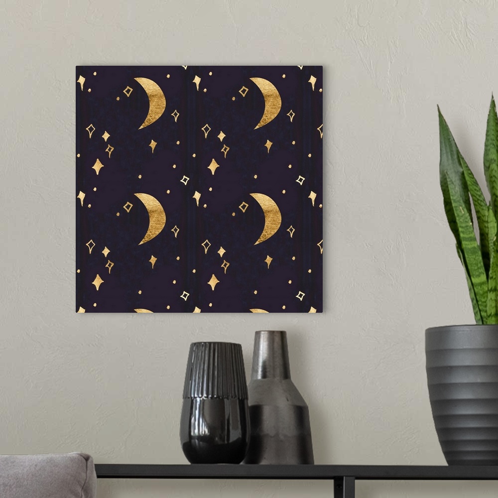 A modern room featuring Holiday Night moon pattern
