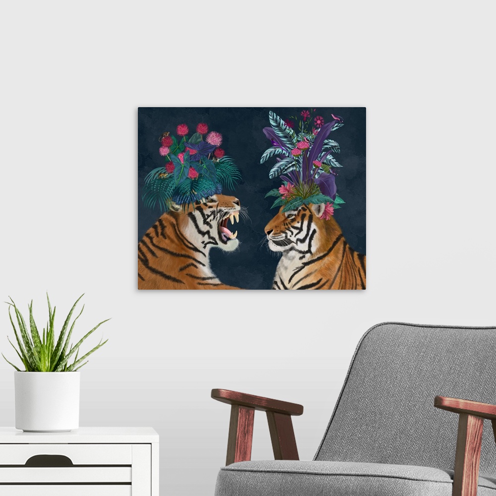A modern room featuring Hot House Tigers, Pair, Dark