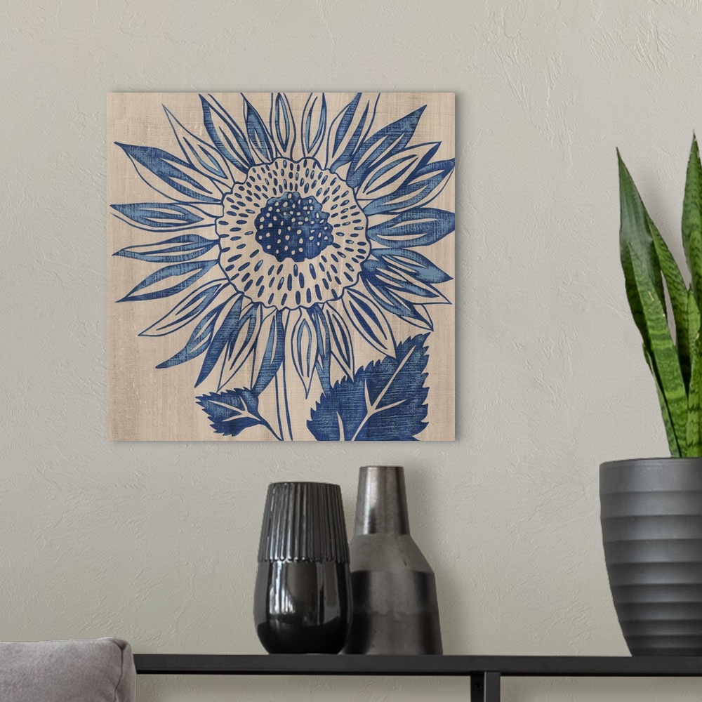 A modern room featuring Indigo Sunflower