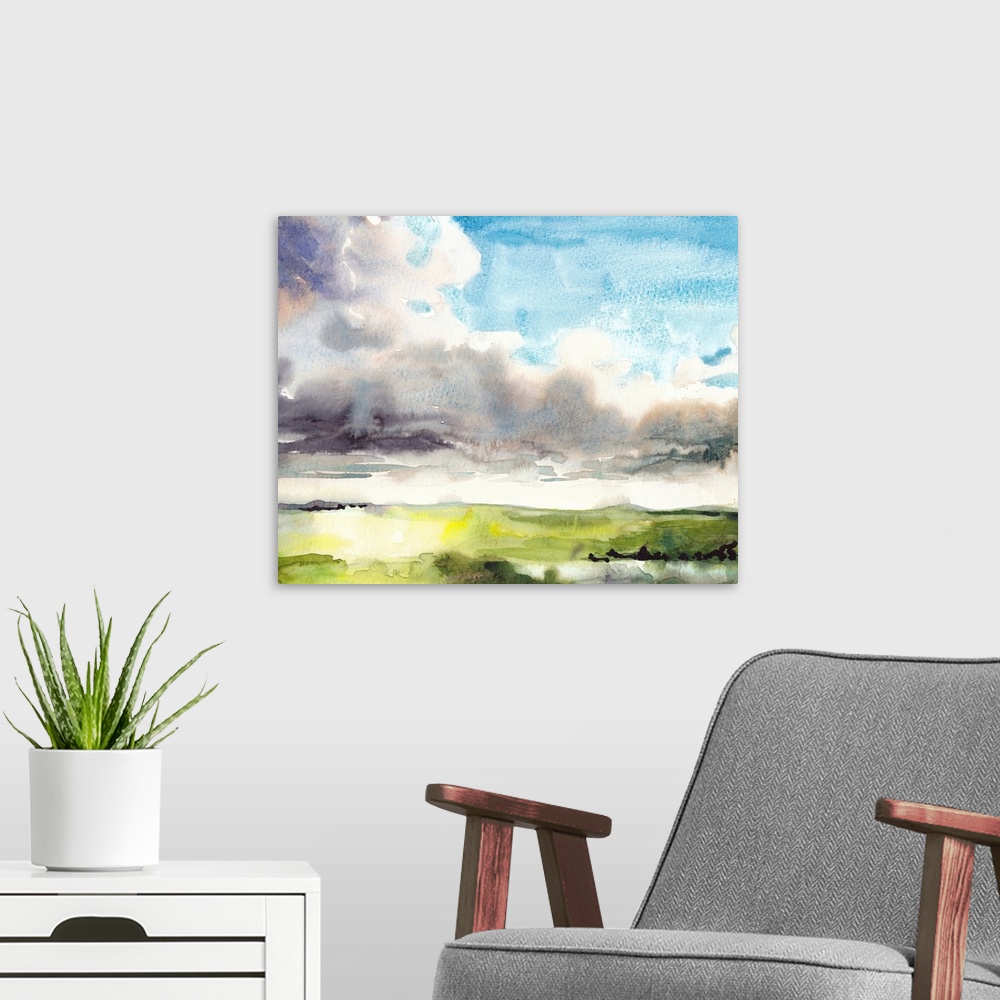A modern room featuring May Sky Studies IV