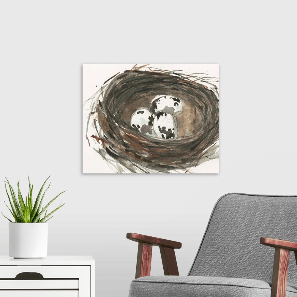A modern room featuring Nesting Eggs I