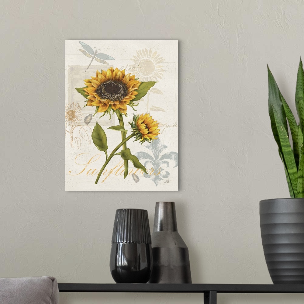 A modern room featuring Romantic Sunflower II