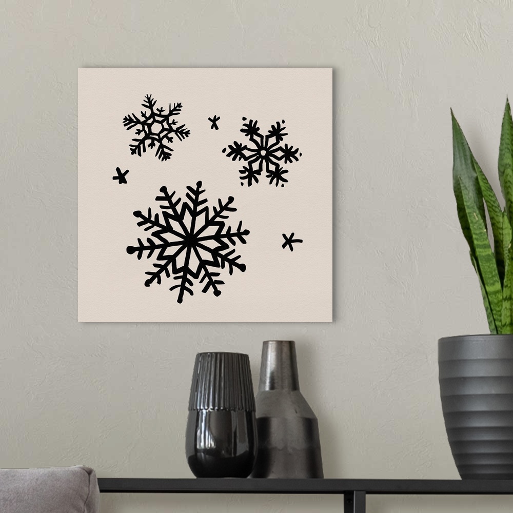 A modern room featuring Snowflake Sketch I
