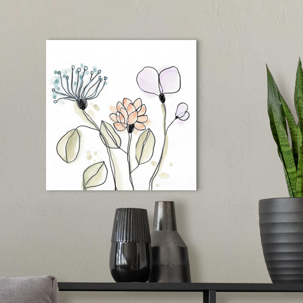 A modern room featuring Spindle Blossoms VIII