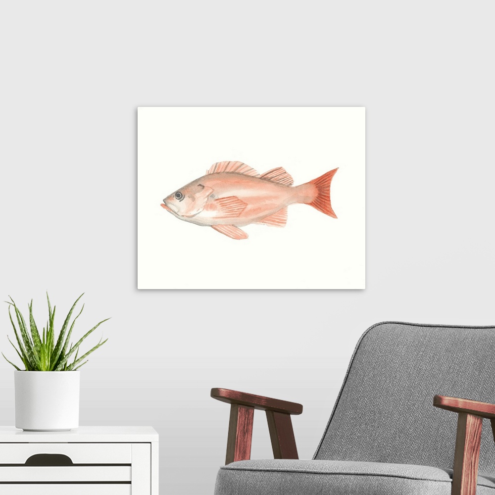 A modern room featuring Watercolor Deep Sea Fish I