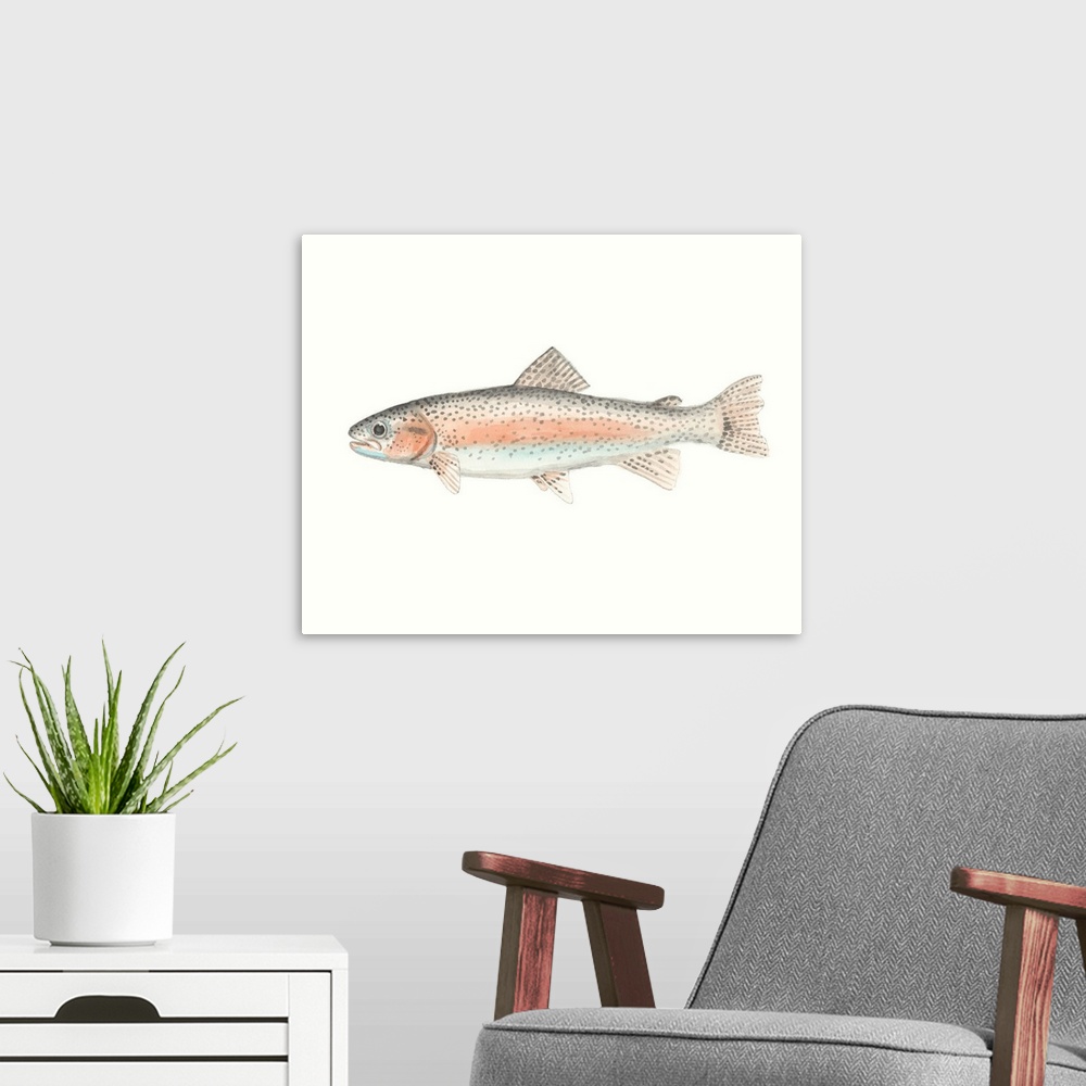 A modern room featuring Watercolor Deep Sea Fish II