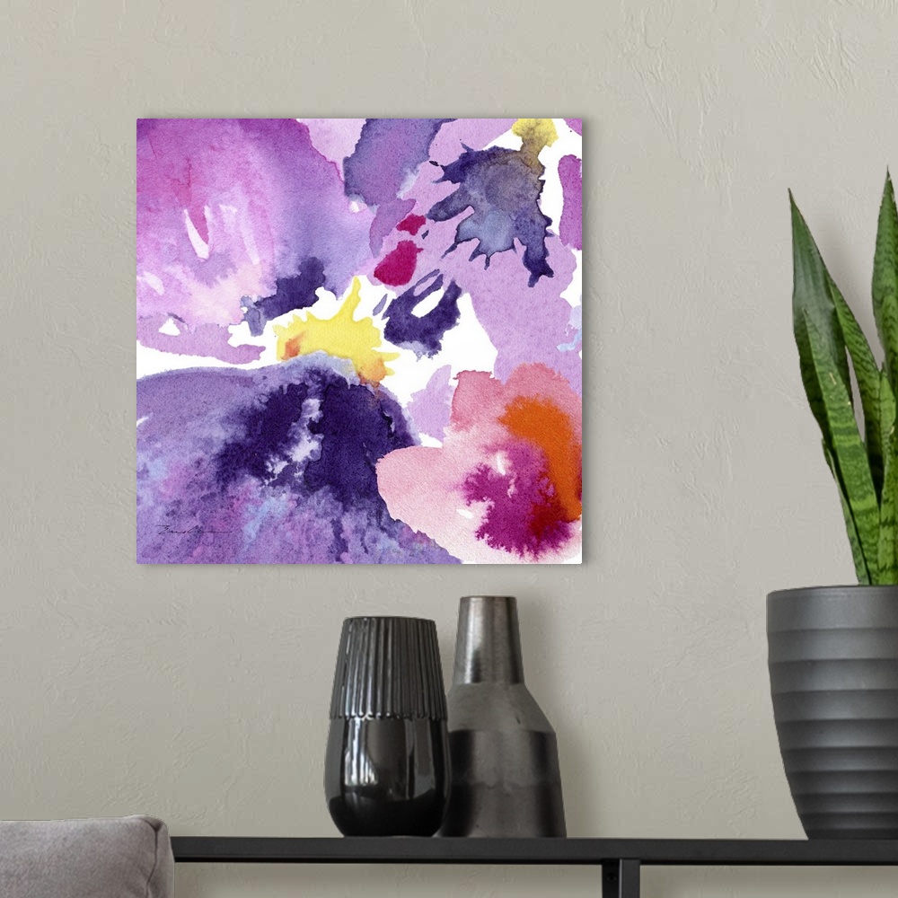 A modern room featuring Watercolor Flower Composition IV