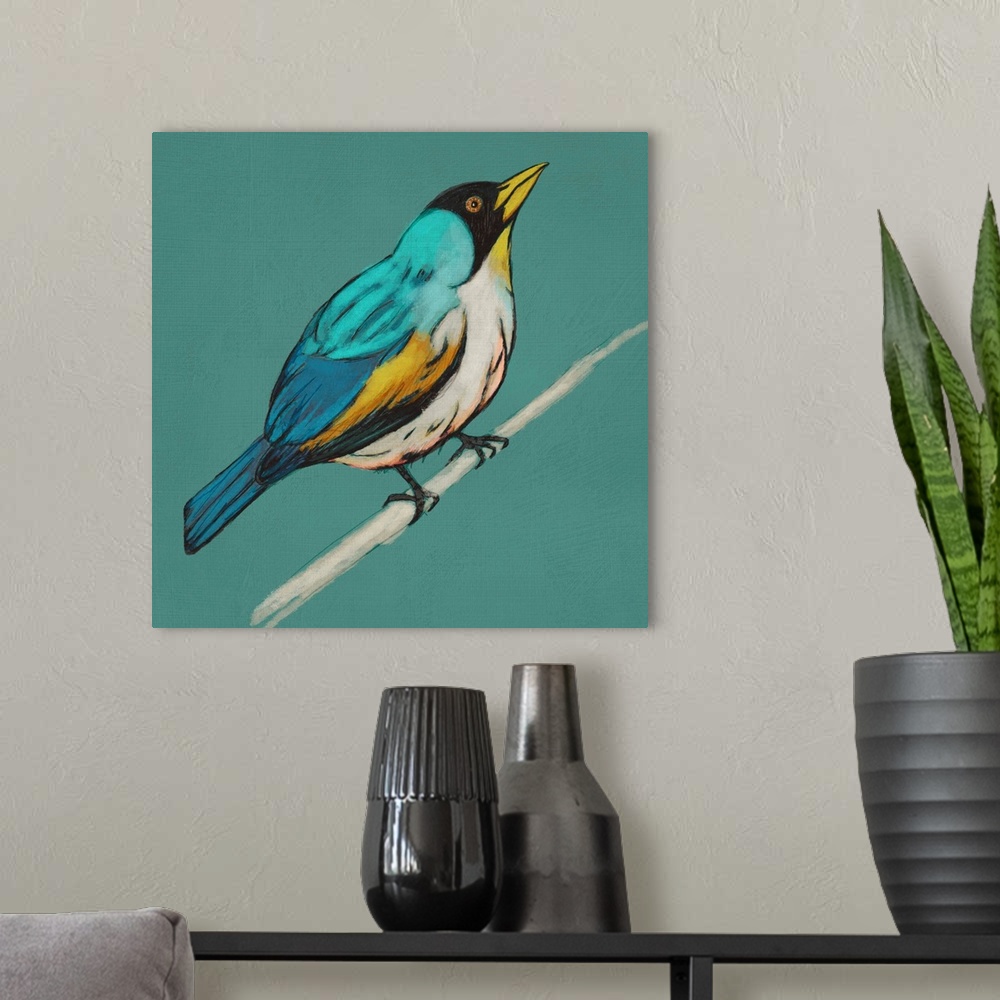 A modern room featuring Winged Sketch II on Teal