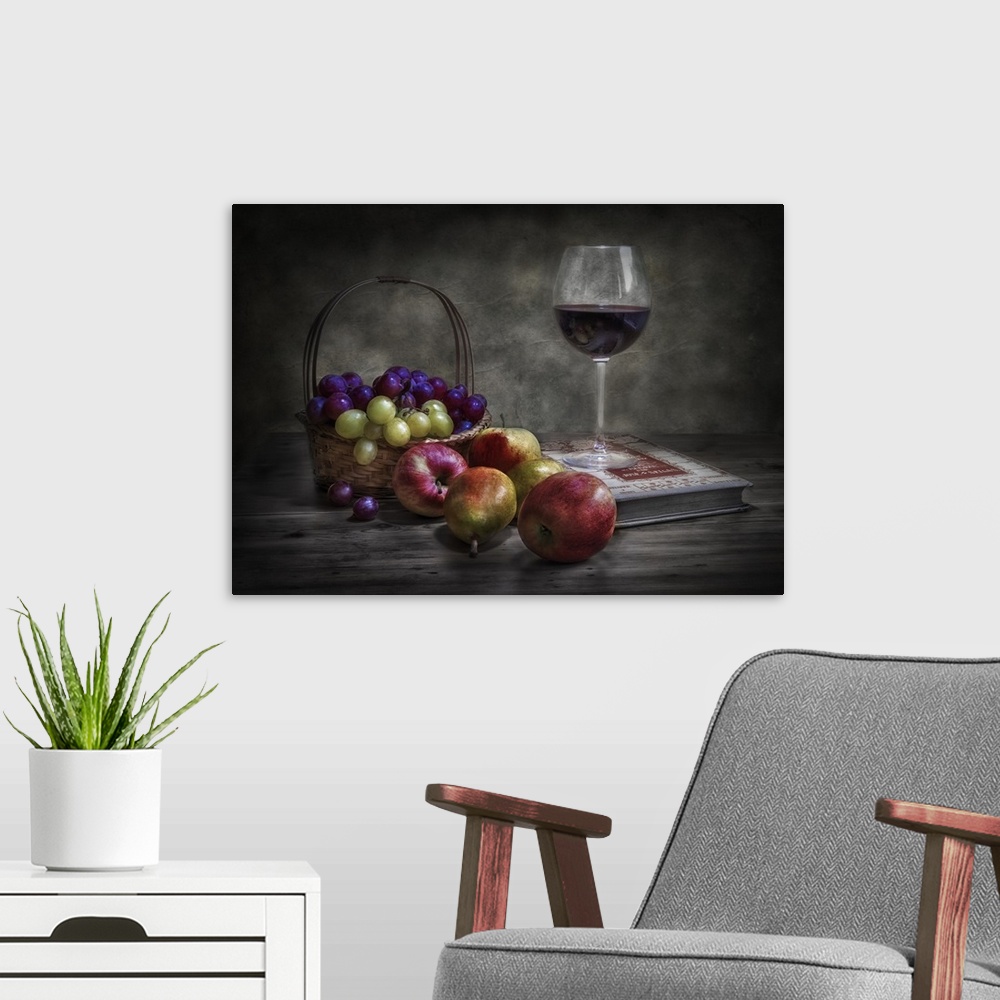 A modern room featuring Wine, Fruit and Reading