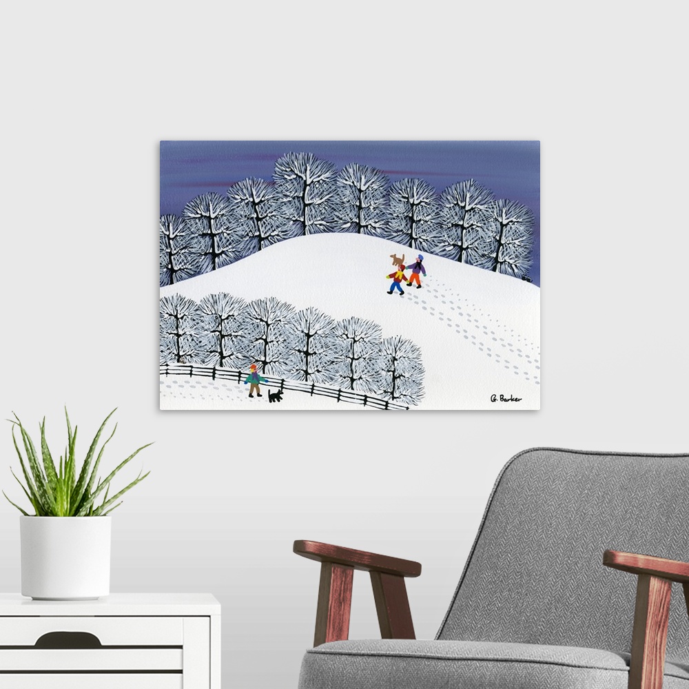 A modern room featuring Snow Trek