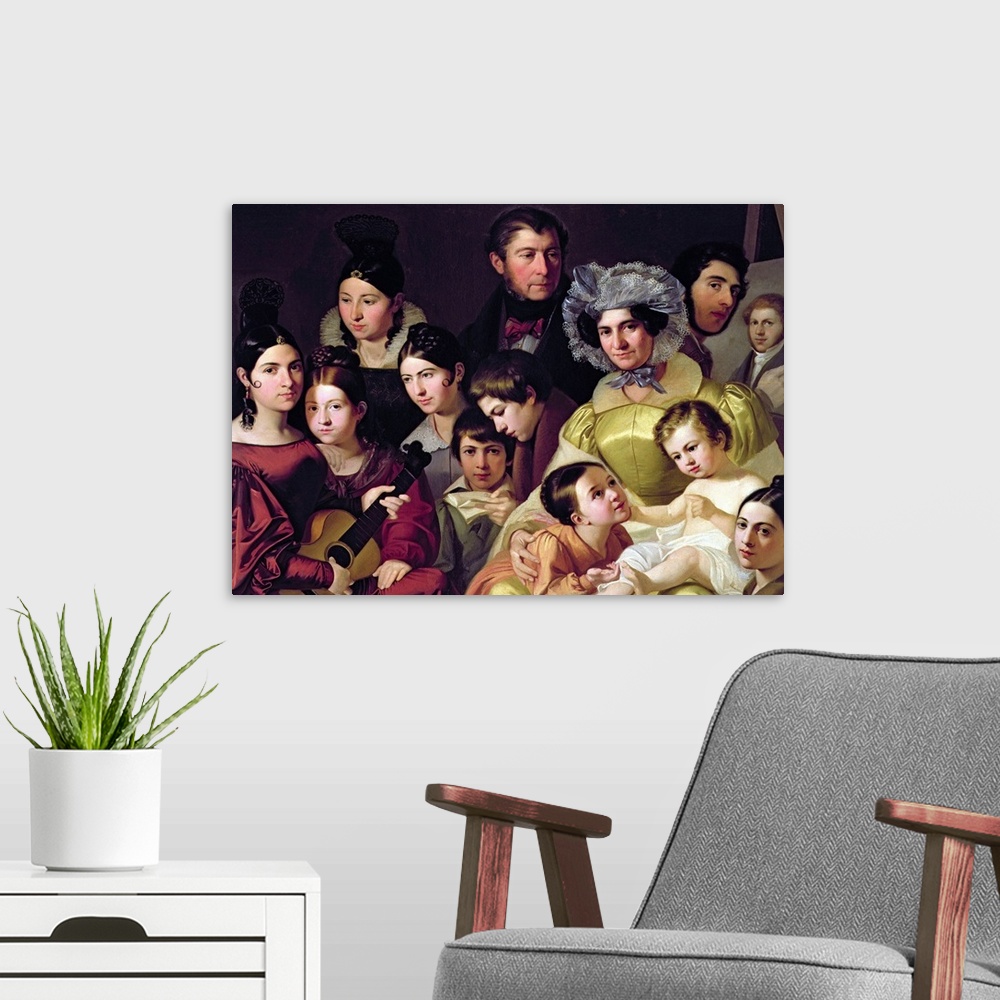 A modern room featuring XAL156813 The Malatesta Family, 1835 (oil on canvas) by Malatesta or Malatesti, Adeodato (1806-91...