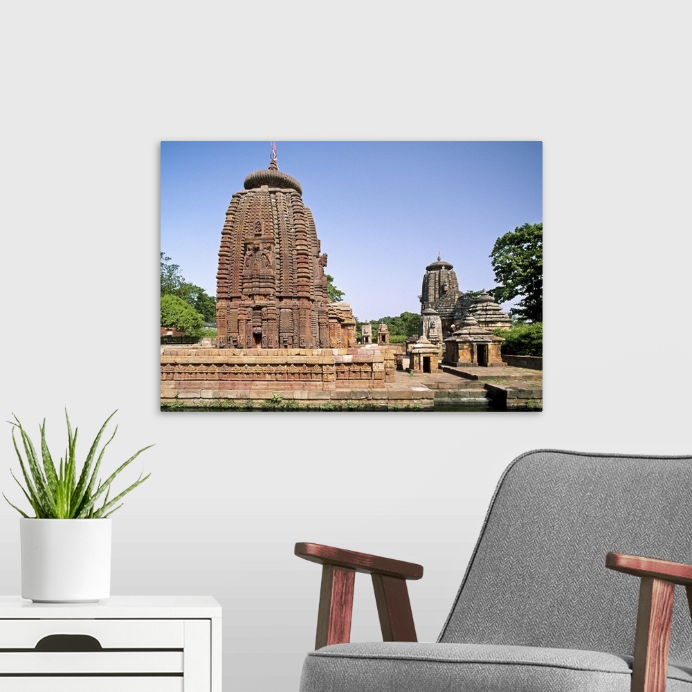 A modern room featuring India, Orissa, Bhubaneswar, View of the Muktesvara Temple