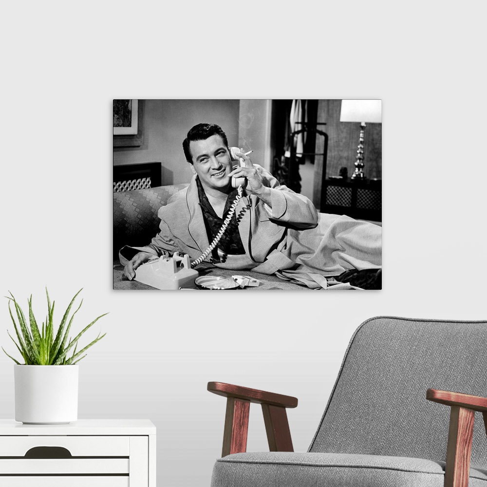 A modern room featuring PILLOW TALK, Rock Hudson, 1959.