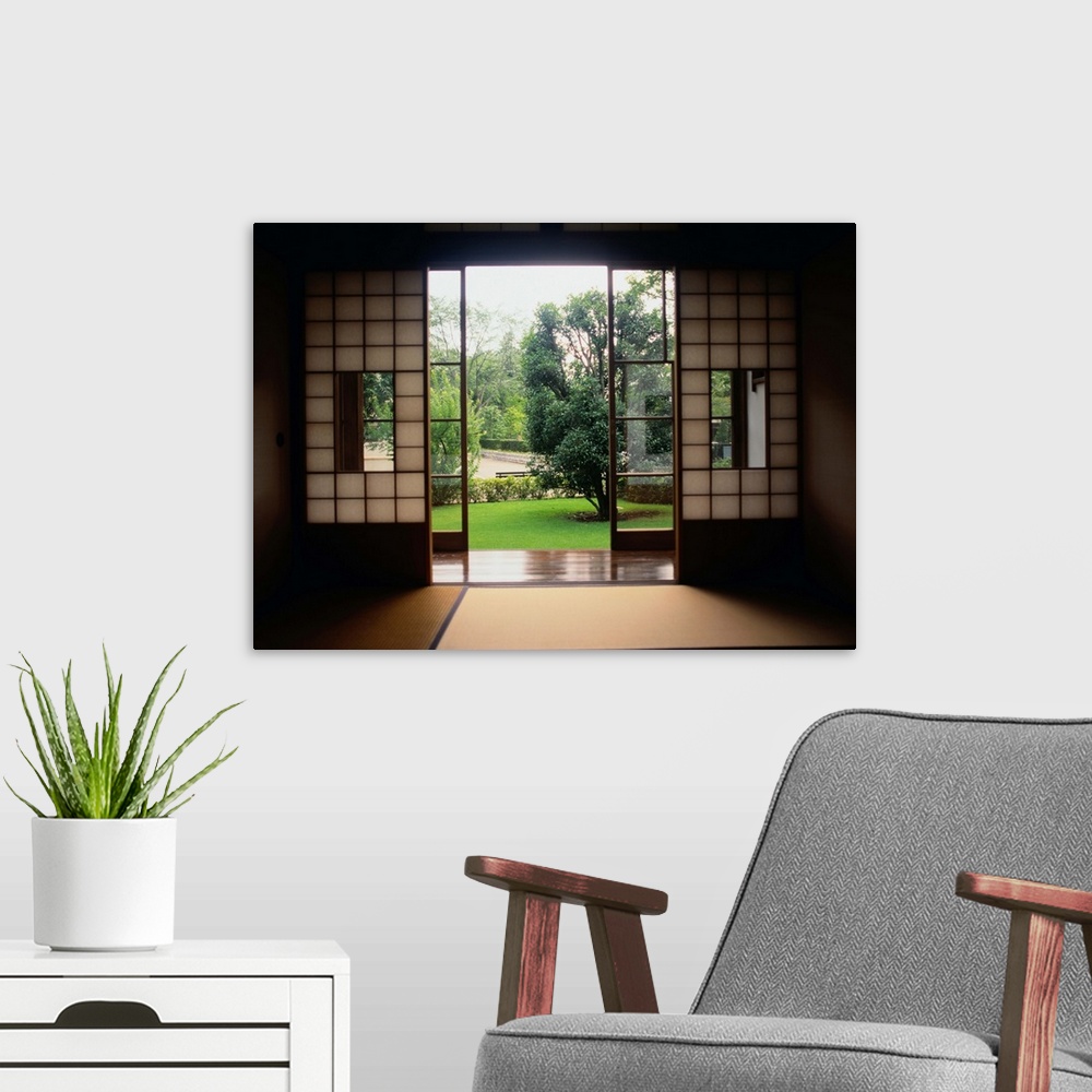 A modern room featuring View of a Garden From Inside a Room