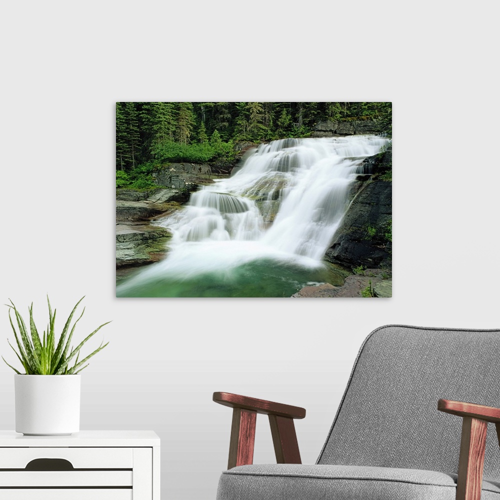 A modern room featuring Waterfall, Montana