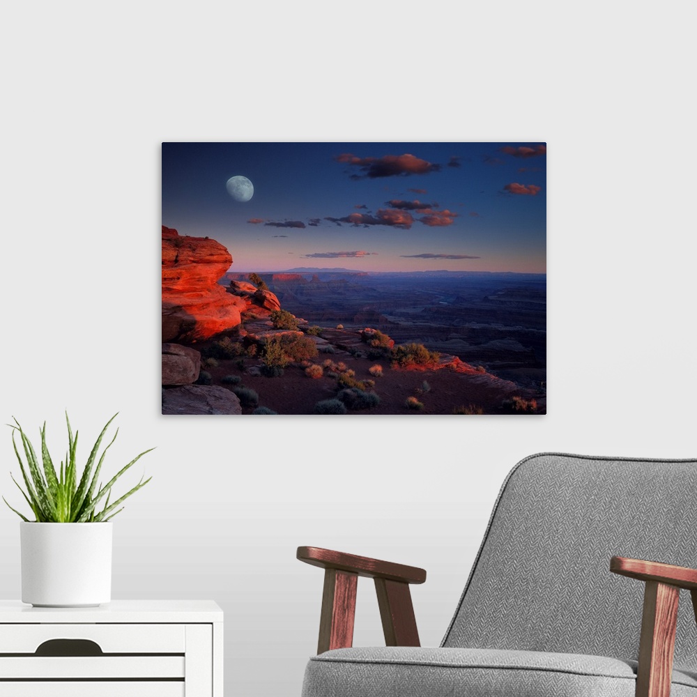 A modern room featuring Moon over Canyonlands National Park from Green River Overlook, Utah