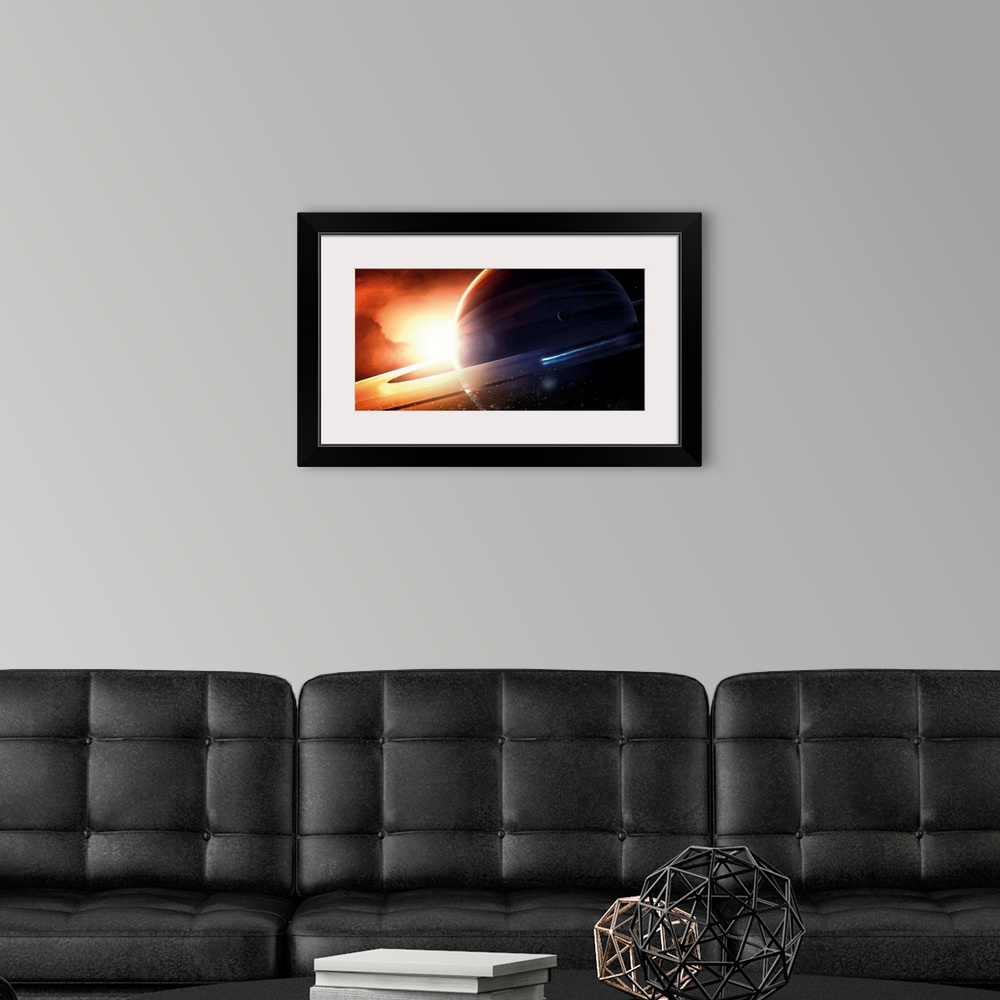 A modern room featuring Expedition to a Saturn-like planet.