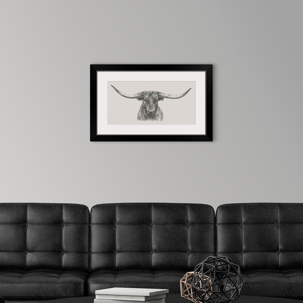 A modern room featuring Longhorn Bull