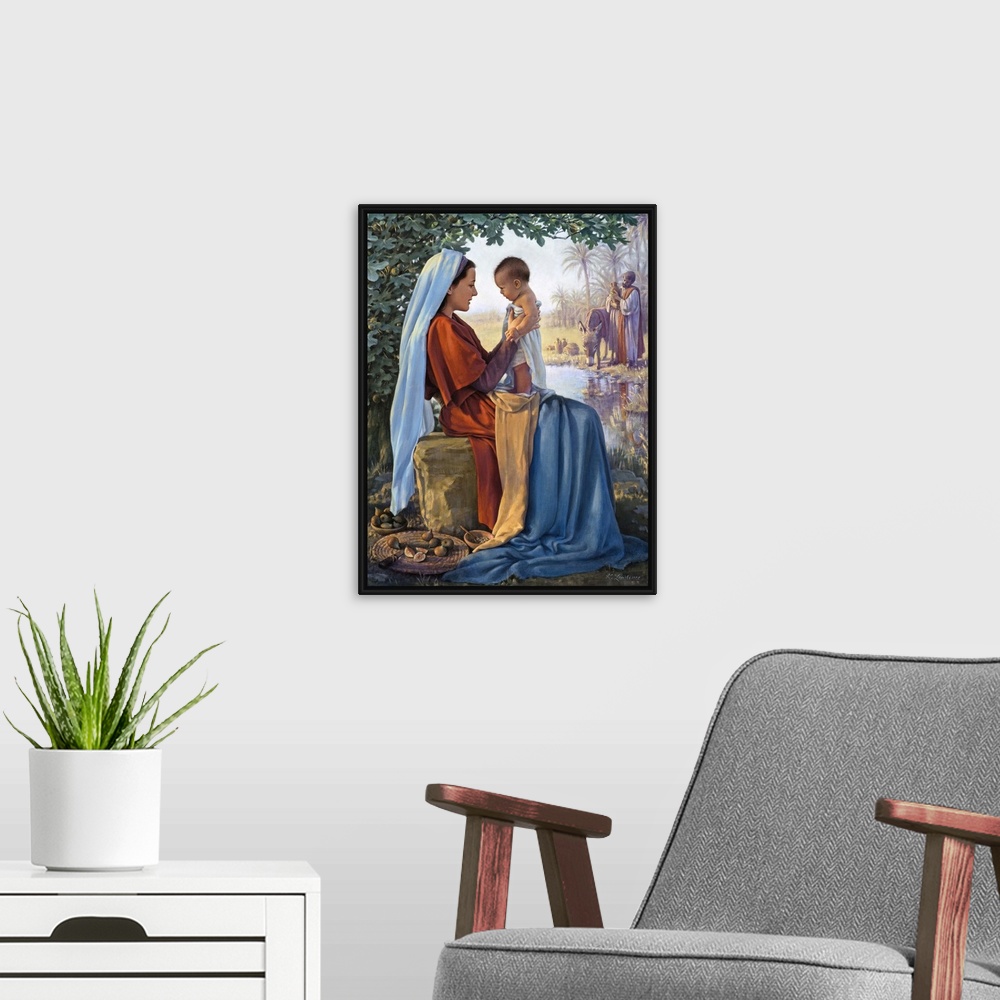 A modern room featuring Holy Family