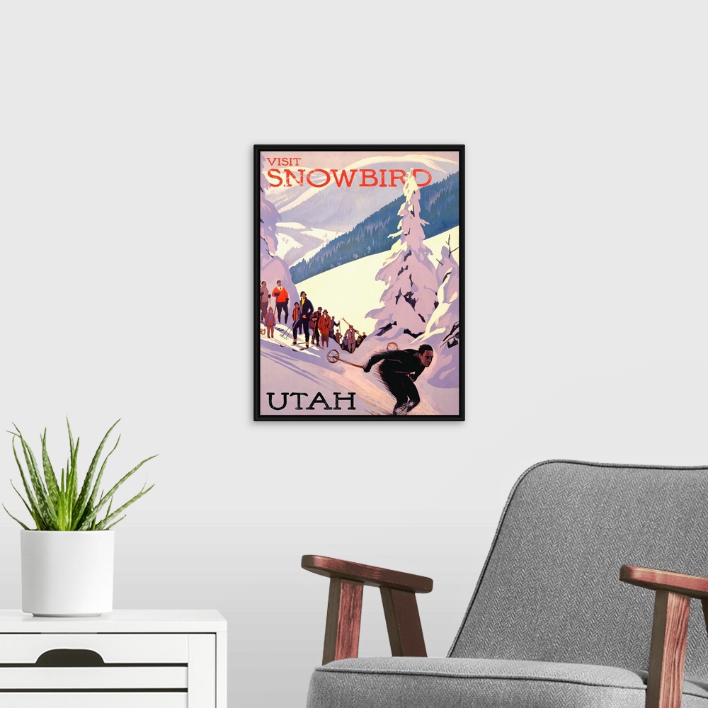 A modern room featuring Snowbird Utah Vintage Advertising Poster