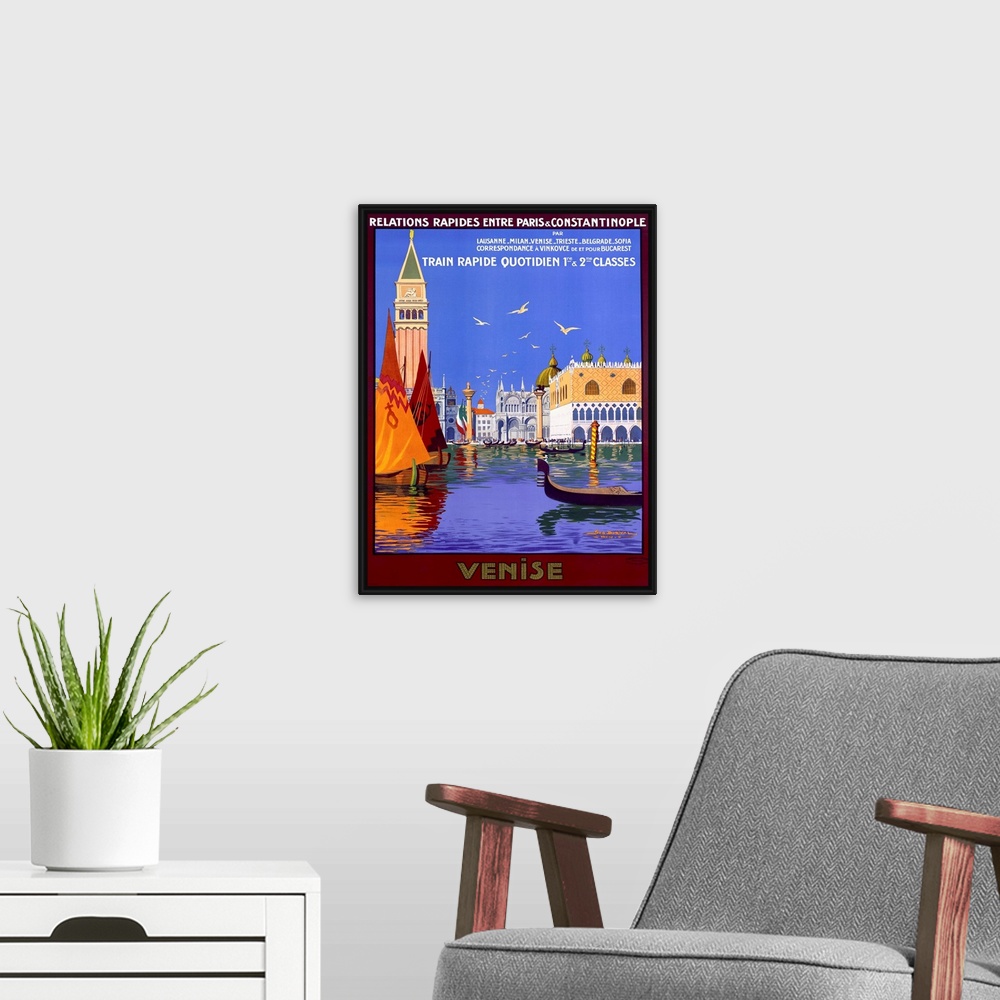 A modern room featuring Venise, by Georges Dorival, Vintage Poster