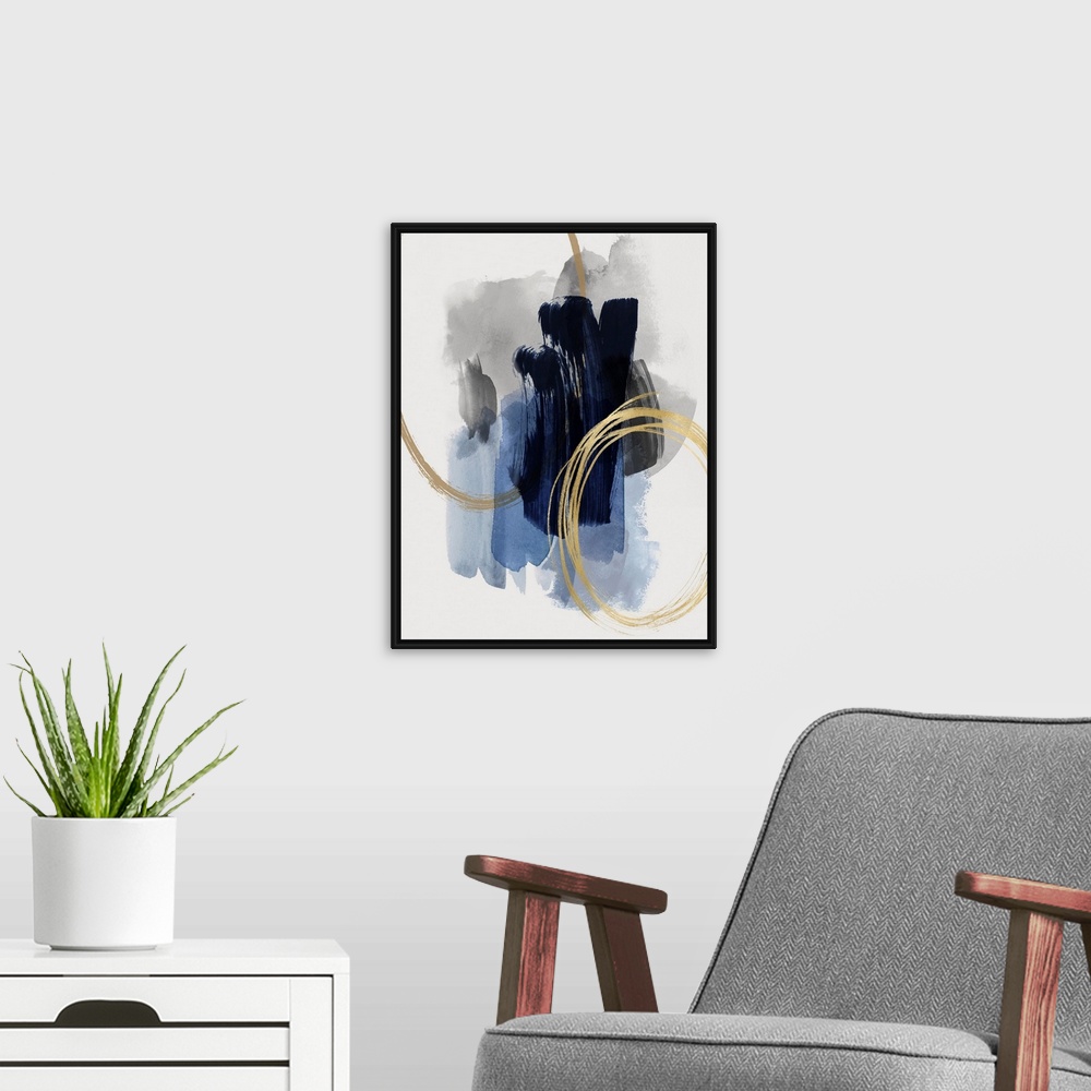 A modern room featuring Abstract Motion Blue II X