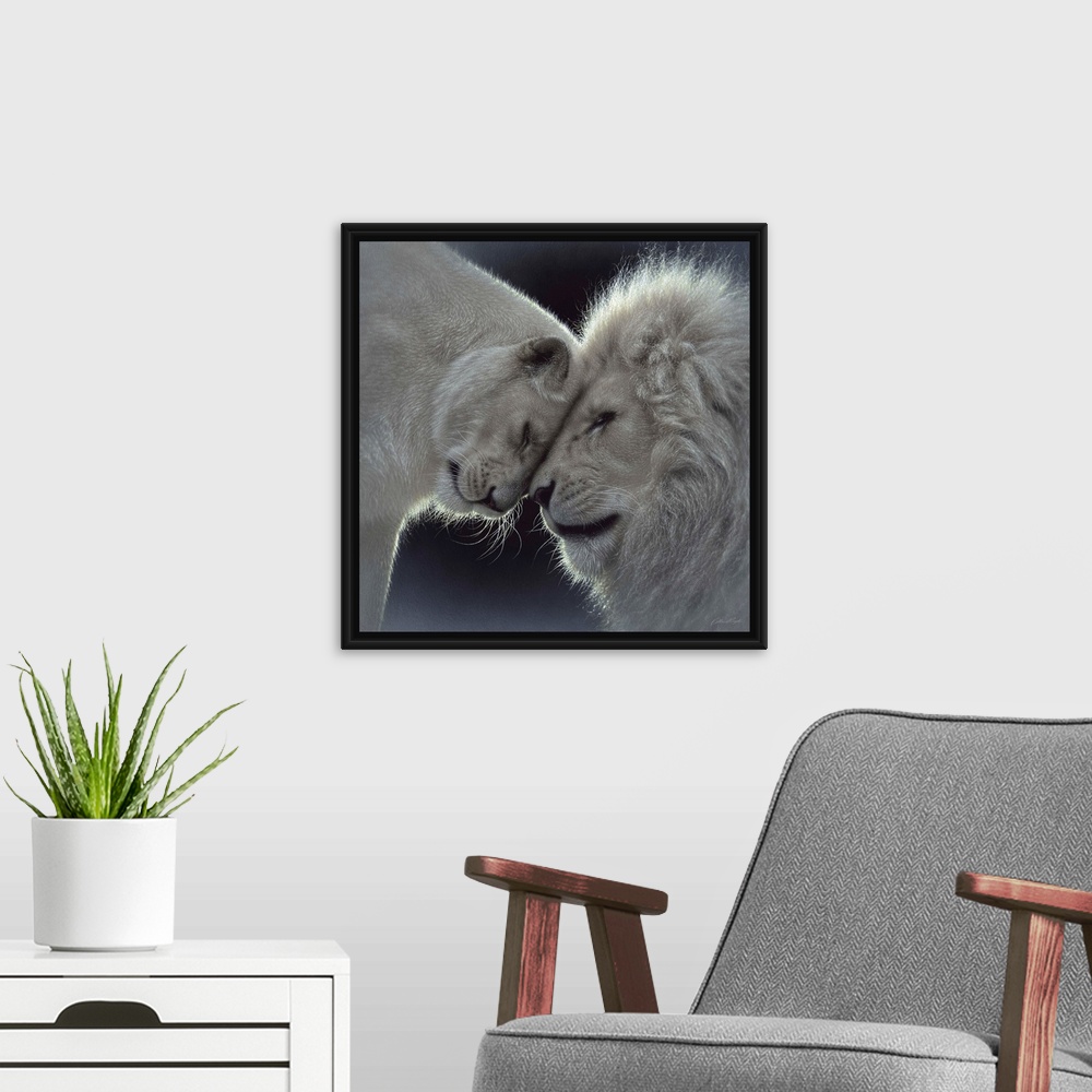 A modern room featuring White Lion Love