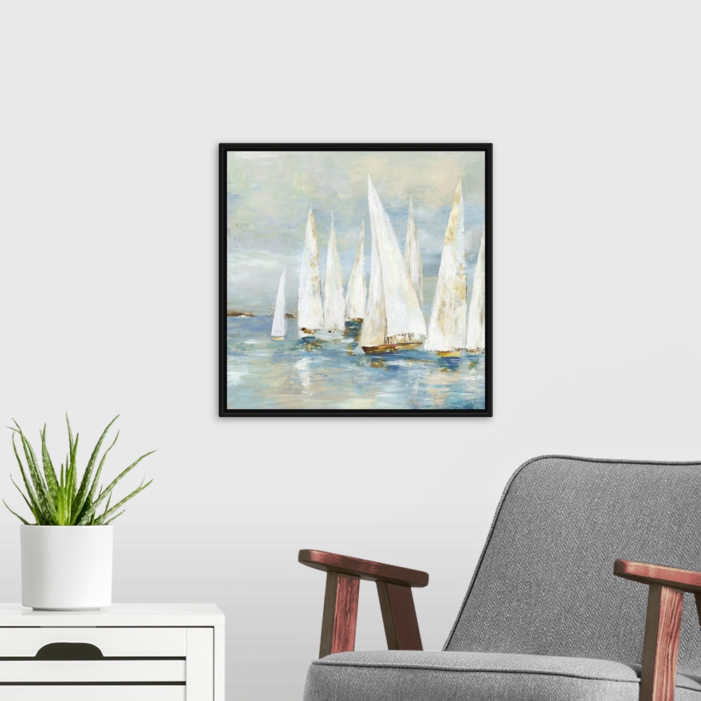 A modern room featuring White Sailboats