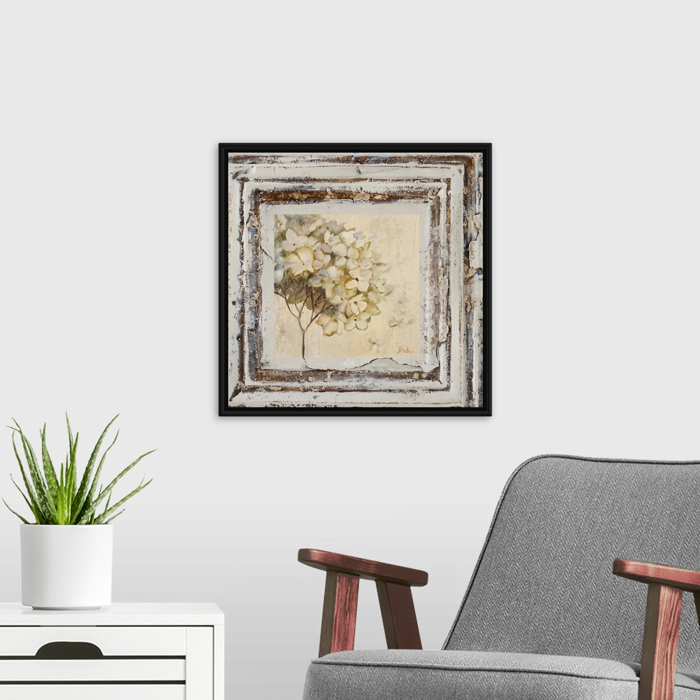 A modern room featuring Flowers and Leaves Square VI