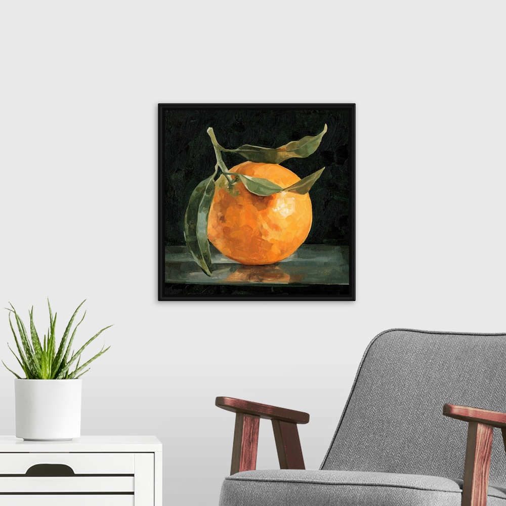 A modern room featuring Dark Orange Still Life I