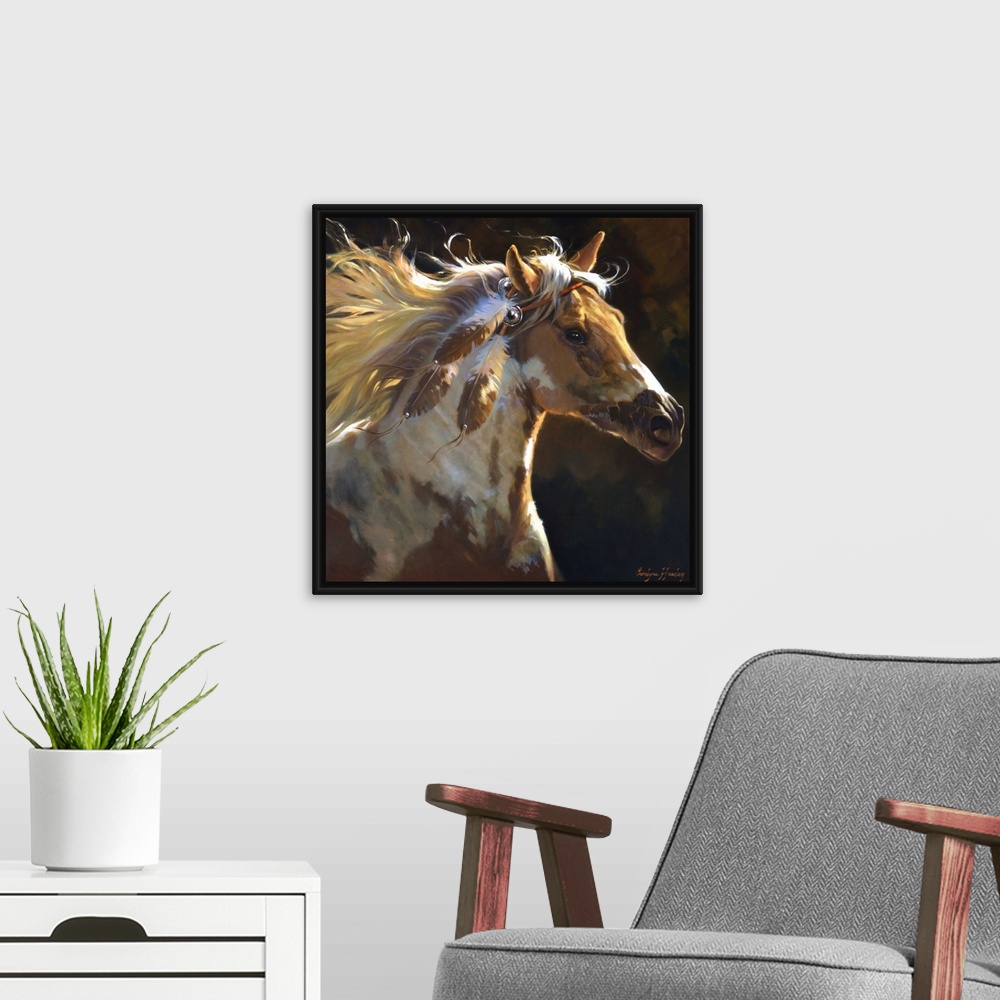 A modern room featuring Spirit Horse
