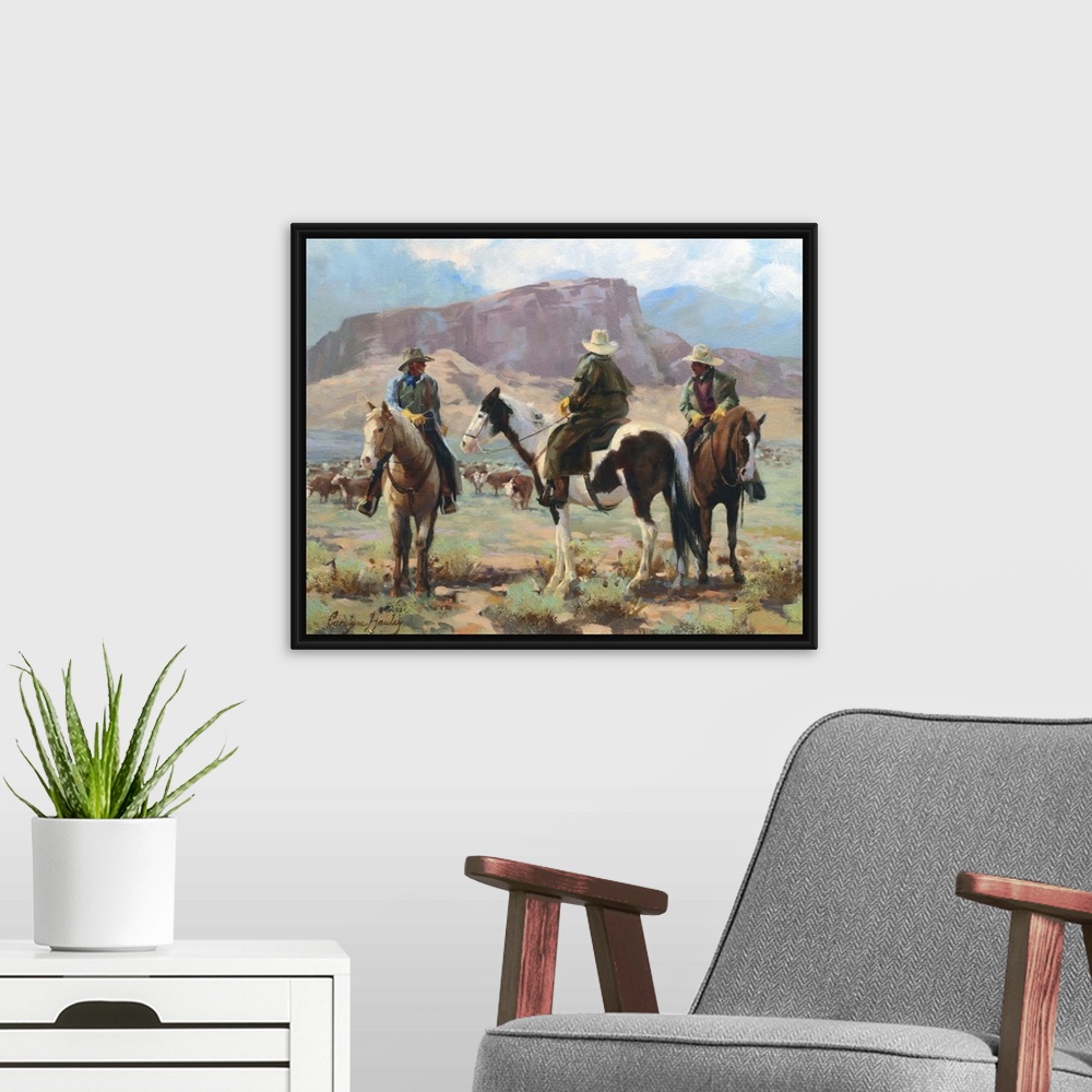A modern room featuring Three Cowboys