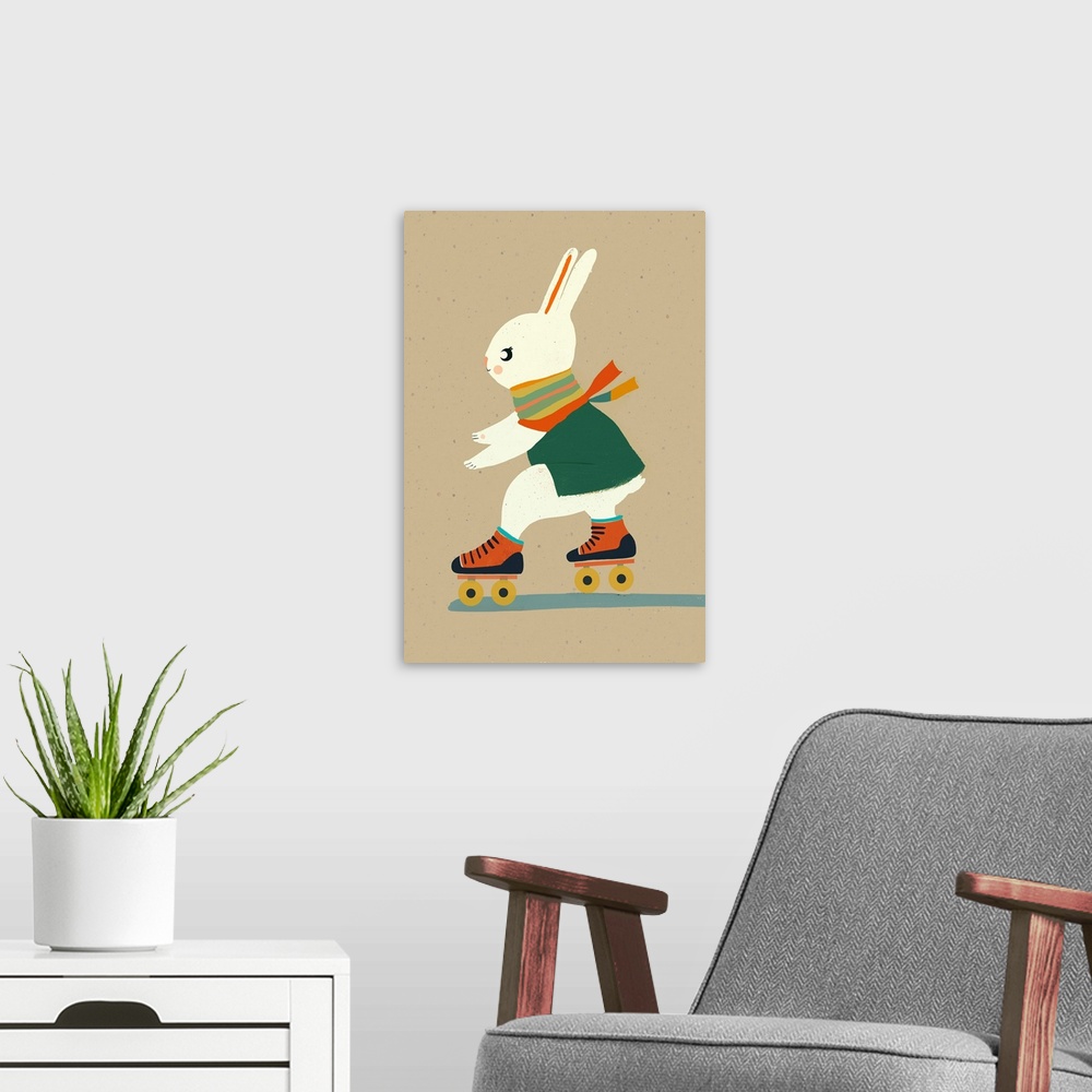 A modern room featuring Inline Skating Bunny
